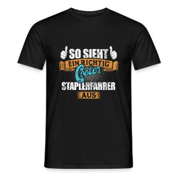 So sieht ein richtig cooler Staplerfahrer aus - Männer T-Shirt - Schwarz - Vorne - AI Model Male 178 light (178cm)