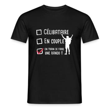 Rando randonnée passion marche humour célibataire - T-shirt homme - noir - Devant - AI Model Male 178 light (178cm)