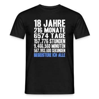 18th 18. Geburtstag Volljährig Geschenk lustig 18 - Männer T-Shirt - Schwarz - Vorne - AI Model Male 178 light (178cm)