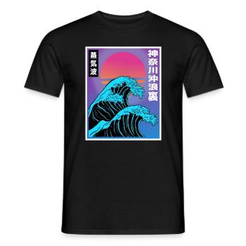 Vaporwave Aesthetic Big Wave Japan Style Art - Männer T-Shirt - Schwarz - Vorne - AI Model Male 178 light (178cm)
