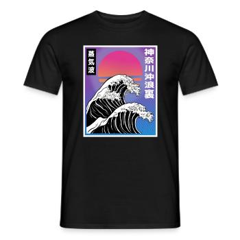 Vaporwave Synthwave Retro Big Wave Japan Style Art - T-shirt homme - noir - Devant - AI Model Male 178 light (178cm)