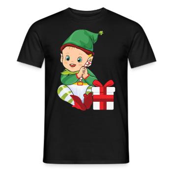 Bébé Noël Elfe / Noël, Cadeau, - T-shirt homme - noir - Devant - AI Model Male 178 light (178cm)