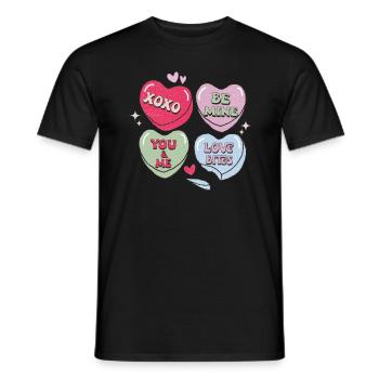 Bonbonherzen Retro Valentinstag - Männer T-Shirt - Schwarz - Vorne - AI Model Male 178 light (178cm)