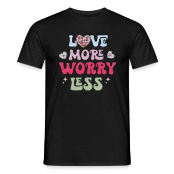Aimer plus de soucis moins de valentins rétro - T-shirt homme - noir - Devant - AI Model Male 178 light (178cm)