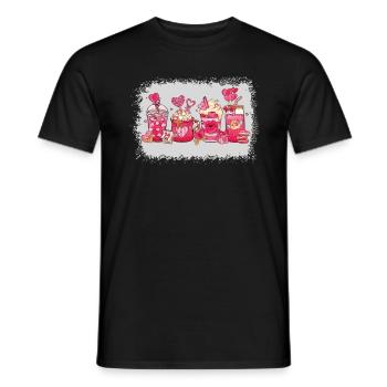 Valentinstag Heiße Schokolade Tasse Mokka - Männer T-Shirt - Schwarz - Vorne - AI Model Male 178 light (178cm)