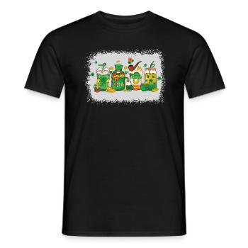 St. Patrick's Day with Gnome Coffee Lover - Men's T-Shirt - black - Front - AI Model Male 178 light (178cm)