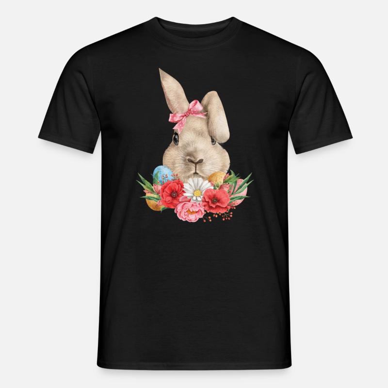 Osterhasenblumen Und -eier - Männer T-Shirt - Schwarz