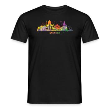 Dresdener Zwinger Skyline Bunt Stadtbild Dresden - Men's T-Shirt - black - Front - AI Model Male 178 light (178cm)