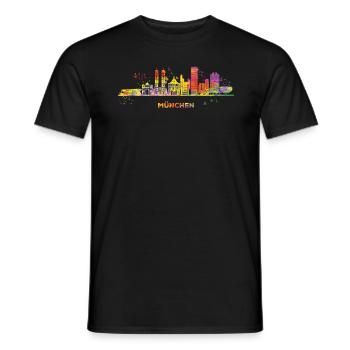 Munich Skyline Colorful Cityscape Munich - Men's T-Shirt - black - Front - AI Model Male 178 light (178cm)