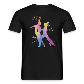 Danseur d’aquarelle de couple de danse latine - T-shirt homme - noir - Devant - AI Model Male 178 light (178cm)