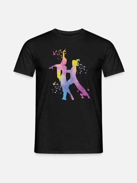 Danseur d’aquarelle de couple de danse latine - T-shirt homme - noir