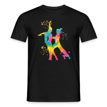 Danseur d’aquarelle de couple de danse latine - T-shirt homme - noir - Devant - AI Model Male 178 light (178cm)