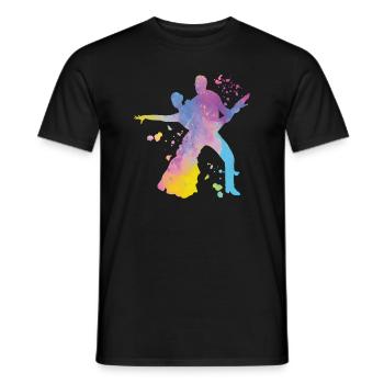 Danseur d’aquarelle de couple de danse latine - T-shirt homme - noir - Devant - AI Model Male 178 light (178cm)