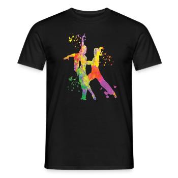 Danseur d’aquarelle de couple de danse latine - T-shirt homme - noir - Devant - AI Model Male 178 light (178cm)