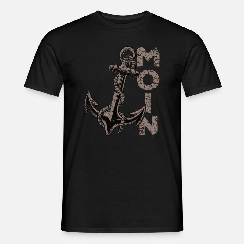 Moin Anker Ostfriesland Ostfriese - Männer T-Shirt - Schwarz