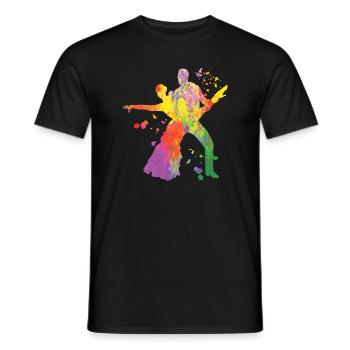 Latin Dancing Couple Watercolor Dancer - Men's T-Shirt - black - Front - AI Model Male 178 light (178cm)