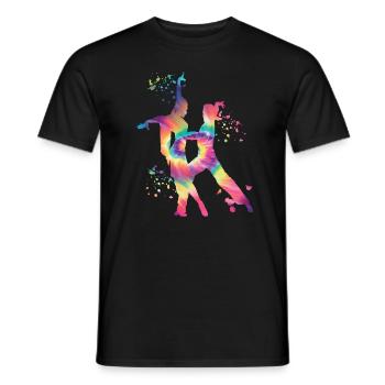 Danseur d’aquarelle de couple de danse latine - T-shirt homme - noir - Devant - AI Model Male 178 light (178cm)