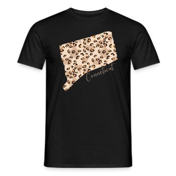 Leopard Print Map State of Cenneticut - Men's T-Shirt - black - Front - AI Model Male 178 light (178cm)