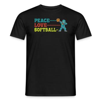 Mädchen Frieden Liebe Softball - Männer T-Shirt - Schwarz - Vorne - AI Model Male 178 light (178cm)