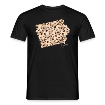 Leopard Pattern Map Leo State Of Iowa - Men's T-Shirt - black - Front - AI Model Male 178 light (178cm)