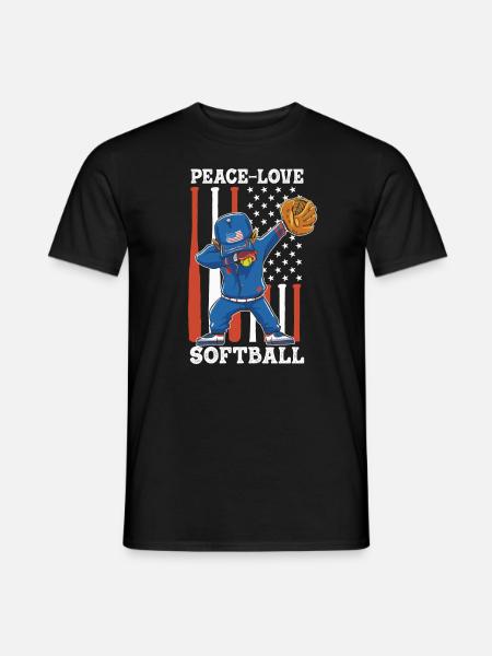 Mädchen Frieden Liebe Softball - Männer T-Shirt - Schwarz