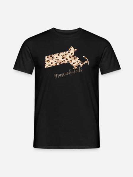 Massachusetts Leopard Pattern Card - Men's T-Shirt - black