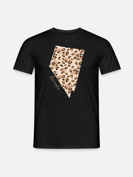 Nevada Leopard Pattern Map Leo - Men's T-Shirt - black