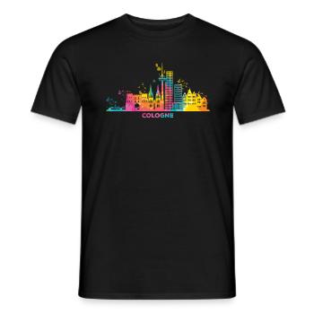 Kölner Skyline Bunt Stadtbild Köln - Männer T-Shirt - Schwarz - Vorne - AI Model Male 178 light (178cm)