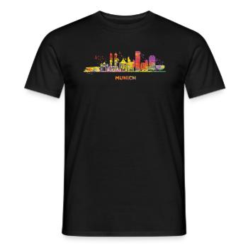 Munich Skyline Colorful Cityscape Munich - Men's T-Shirt - black - Front - AI Model Male 178 light (178cm)