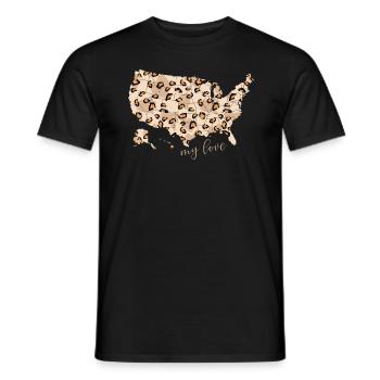 Vereinigte Staaten Von Amerika Karte Leo Usa - Männer T-Shirt - Schwarz - Vorne - AI Model Male 178 light (178cm)