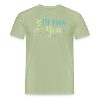 Ich Werde Dich Nageln Lustige Nailart Maniküre - Männer T-Shirt - Sage - Vorne - AI Model Male 178 light (178cm)