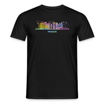 Prague skyline cityscape Prague - Men's T-Shirt - black - Front - AI Model Male 178 light (178cm)