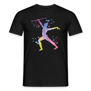Gymnast with baton rhythmic gymnastics - Men's T-Shirt - black - Front - AI Model Male 178 light (178cm)
