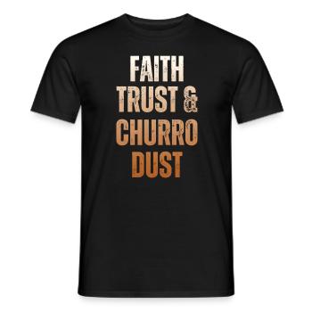Foi, confiance et poussière de churro - T-shirt homme - noir - Devant - AI Model Male 178 light (178cm)