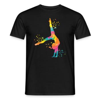 Gymnaste avec gymnastique rythmique au sol - T-shirt homme - noir - Devant - AI Model Male 178 light (178cm)