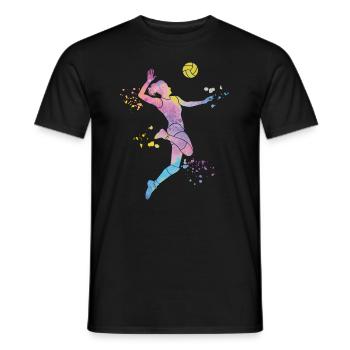 Volleyball players children beach volleyball - Men's T-Shirt - black - Front - AI Model Male 178 light (178cm)