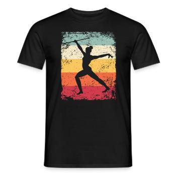 Gymnaste Baton Gymnastique Rythmique Rétro - T-shirt homme - noir - Devant - AI Model Male 178 light (178cm)