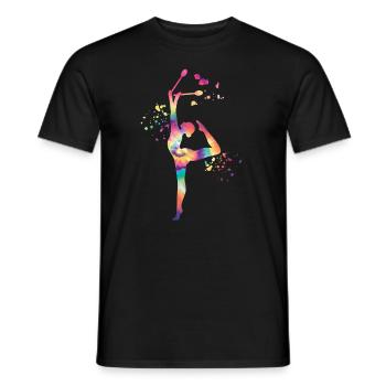 Gymnast with clubs Rhythmic gymnastics - Men's T-Shirt - black - Front - AI Model Male 178 light (178cm)
