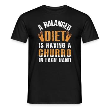 Une alimentation équilibrée est un churro - T-shirt homme - noir - Devant - AI Model Male 178 light (178cm)