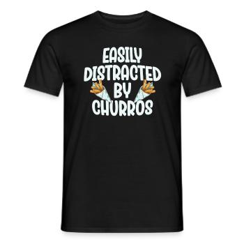 Facilement distrait par les churros - T-shirt homme - noir - Devant - AI Model Male 178 light (178cm)