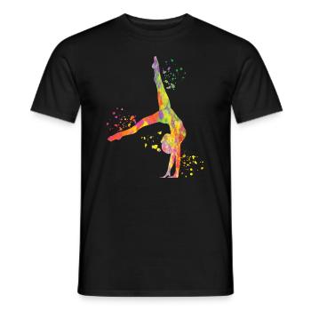 Gymnast with clubs Rhythmic gymnastics - Men's T-Shirt - black - Front - AI Model Male 178 light (178cm)