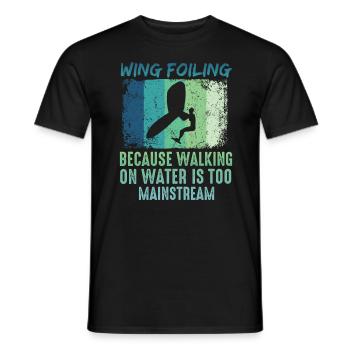 Wing Foil Wingsurfing Retro Foil Wing - Men's T-Shirt - black - Front - AI Model Male 178 light (178cm)