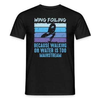Wing Foil Wingsurfing Retro Foil Wing - Men's T-Shirt - black - Front - AI Model Male 178 light (178cm)