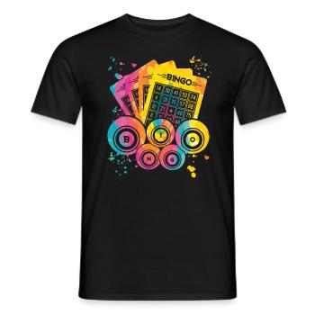 Bingo Bälle Farbsprotzer Frauen Männer Bingo - Männer T-Shirt - Schwarz - Vorne - AI Model Male 178 light (178cm)