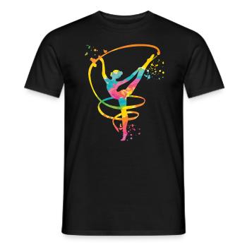 Gymnast with band Rhythmic gymnastics - Men's T-Shirt - black - Front - AI Model Male 178 light (178cm)
