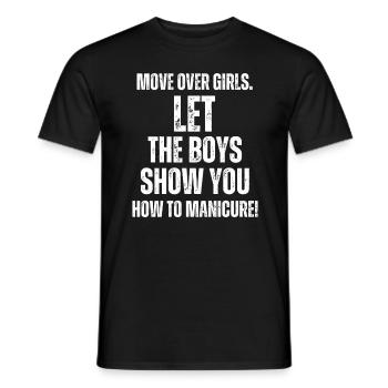 Place là, les filles - prothésistes ongulaires - T-shirt homme - noir - Devant - AI Model Male 178 light (178cm)
