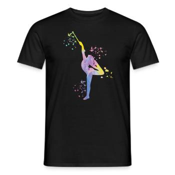 Gymnast with baton rhythmic gymnastics - Men's T-Shirt - black - Front - AI Model Male 178 light (178cm)