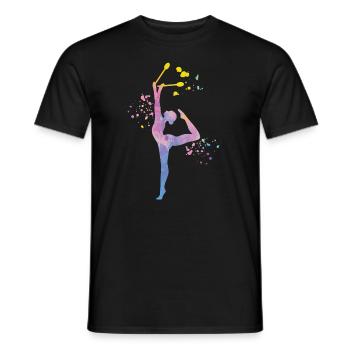Gymnastin Mit Keulen Rhythmische Sportgymnastik - Männer T-Shirt - Schwarz - Vorne - AI Model Male 178 light (178cm)