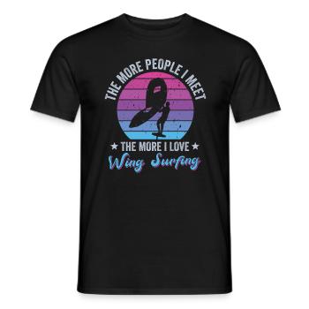 The more people I meet, the more wing surfing - Men's T-Shirt - black - Front - AI Model Male 178 light (178cm)