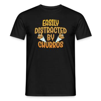 Facilement distrait par les churros - T-shirt homme - noir - Devant - AI Model Male 178 light (178cm)